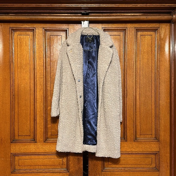 J Crew Teddy Sherpa Topcoat in Nantucket Fog - Picture 3 of 7